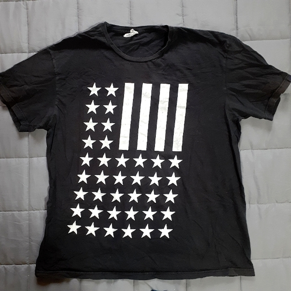Distressed Black & White American Flag Shirt